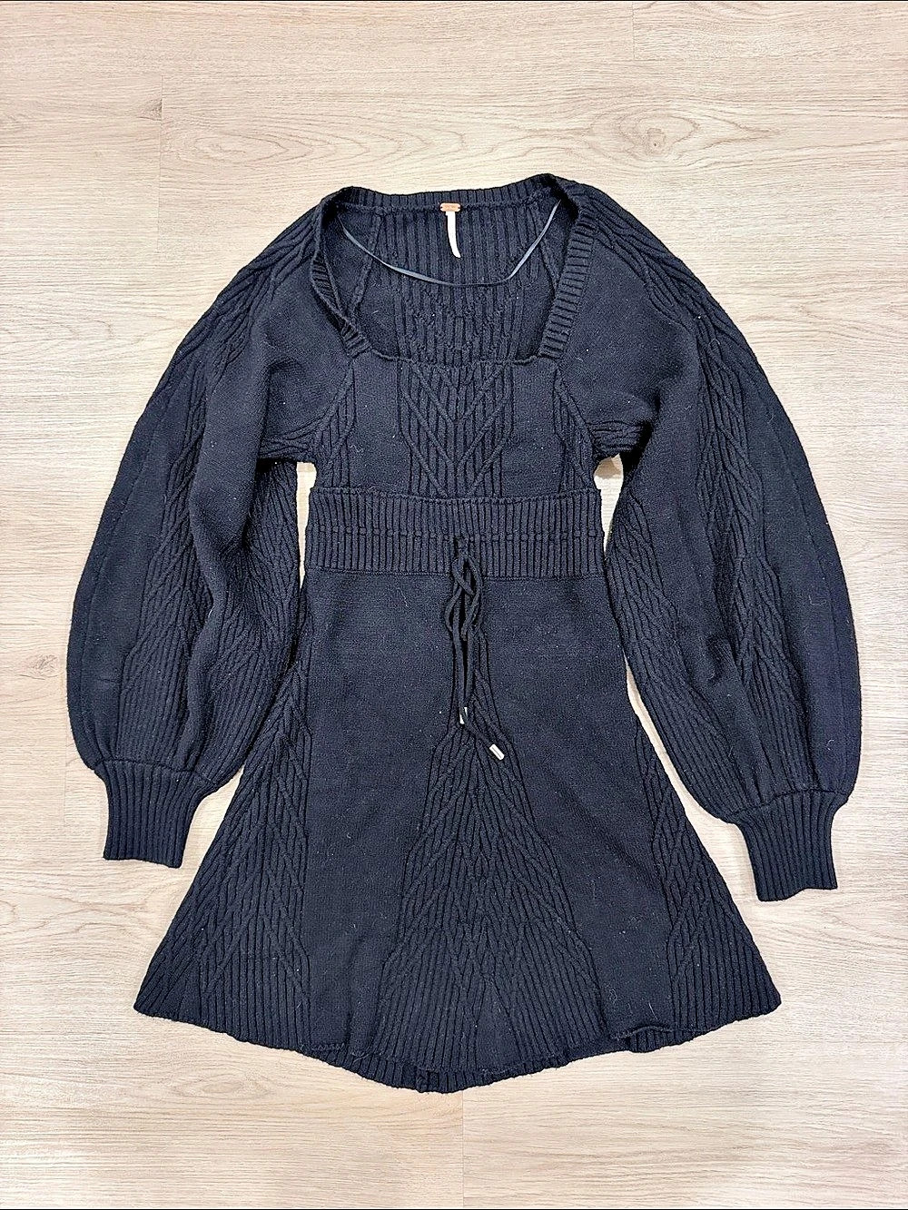 Free People Emmaline Mini Sweater Dress Black Small